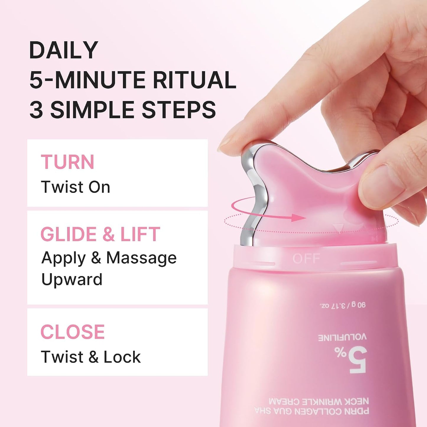 PDRN Collagen Gua Sha Neck Wrinkle Cream | Built-In Gua Sha Massager with Volufiline 5% + PDRN
