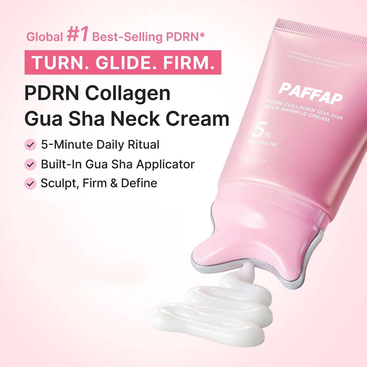 PDRN Collagen Gua Sha Neck Wrinkle Cream | Built-In Gua Sha Massager with Volufiline 5% + PDRN