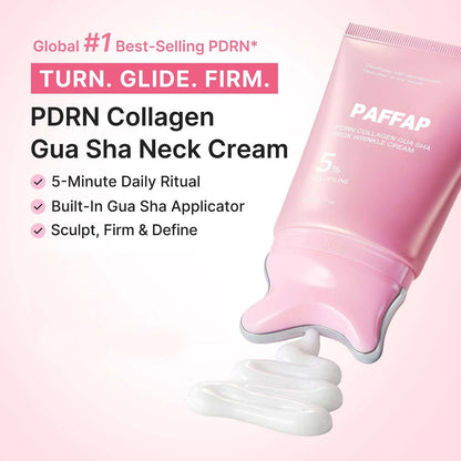 PDRN Collagen Gua Sha Neck Wrinkle Cream | Built-In Gua Sha Massager with Volufiline 5% + PDRN