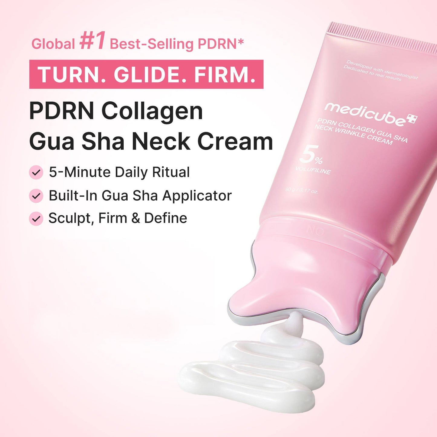 PDRN Collagen Gua Sha Neck Wrinkle Cream | Built-In Gua Sha Massager with Volufiline 5% + PDRN